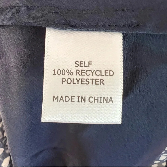 La Ligne Alexi Ruffle Long Sleeve Silk Georgette Minidress Navy Ivory Dot Large - Picture 6 of 9